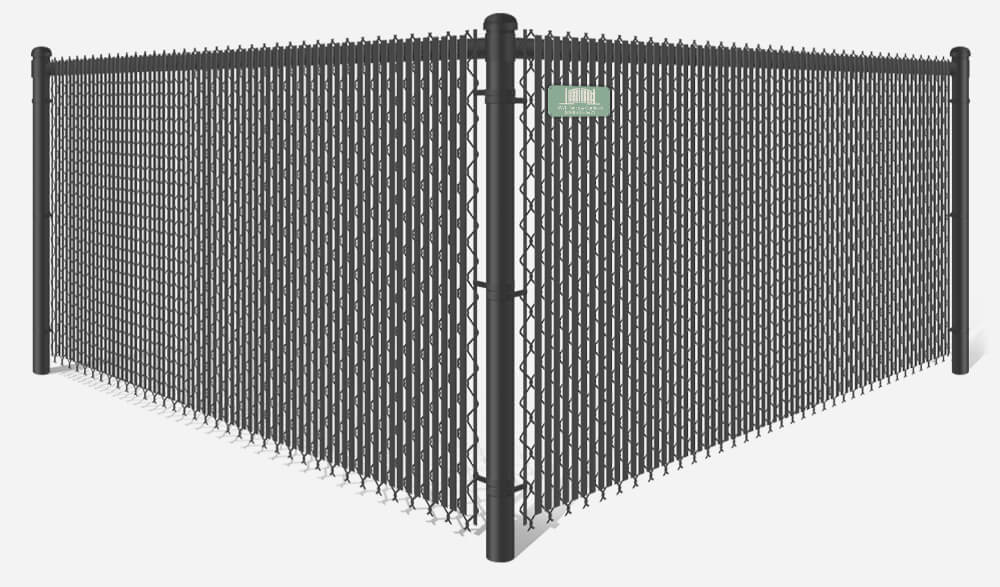 Black chain link fence with black privacy slats in Santa Rosa Beach