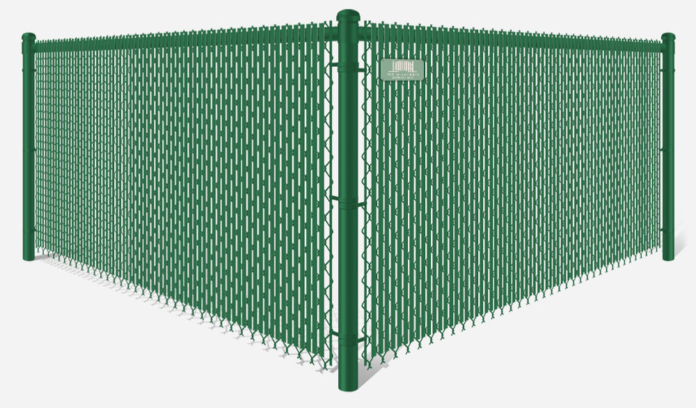 Green chain link fence with green privacy slats in Santa Rosa Beach