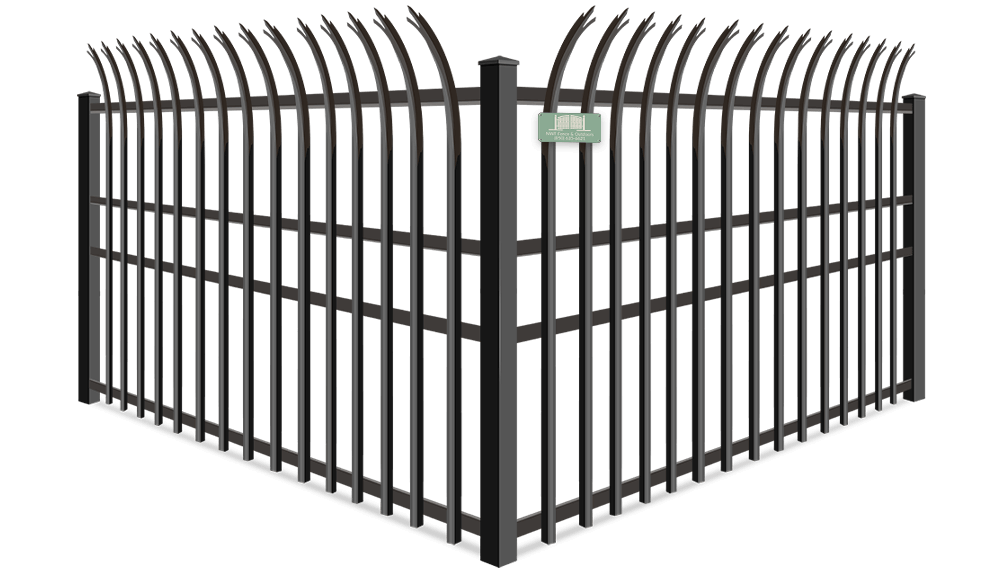 Curved Trident wrought iron fence company in Santa Rosa Beach
